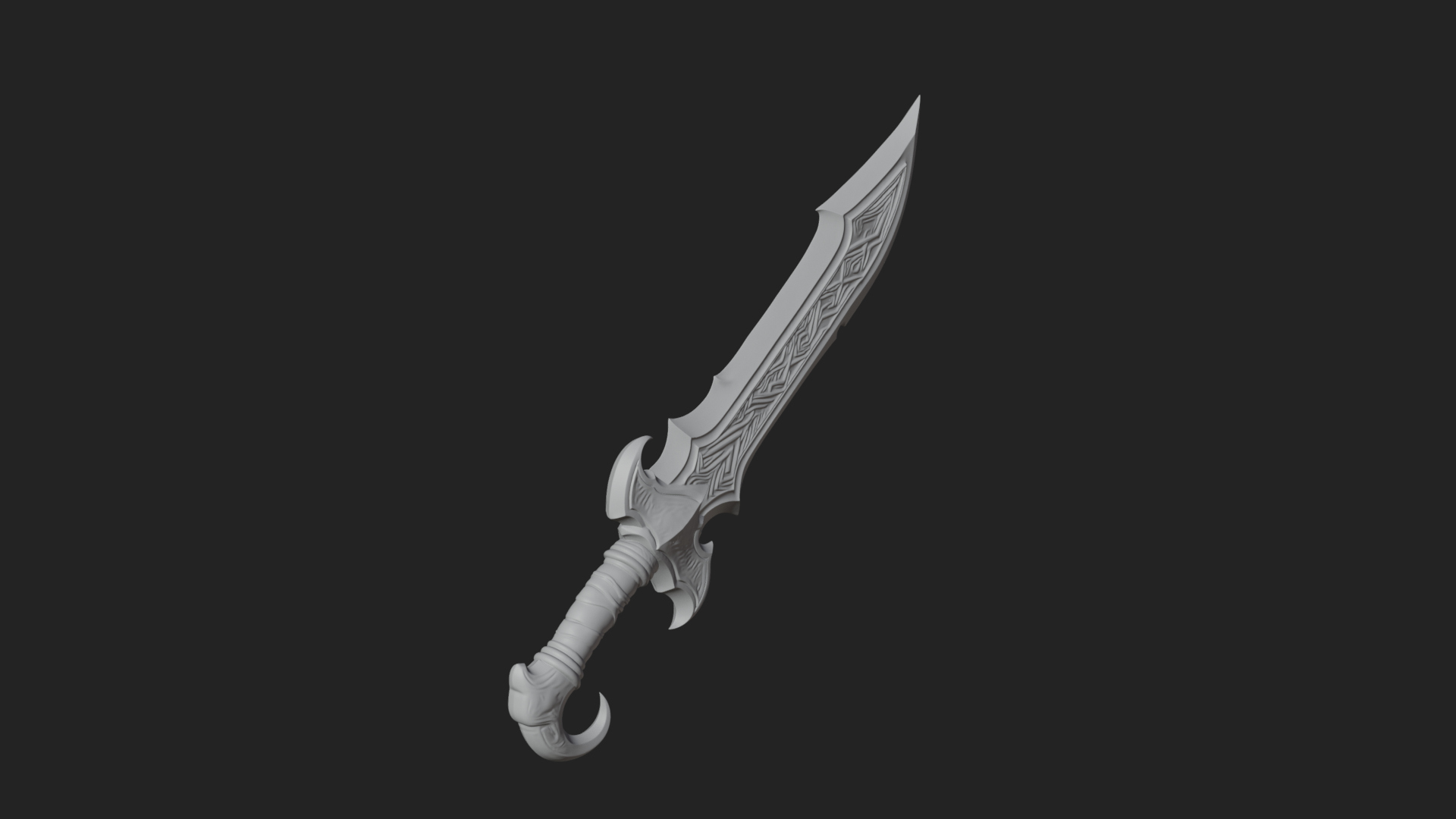 Curved Elven Sabre Model Design 13 3D Print Model 3D Model