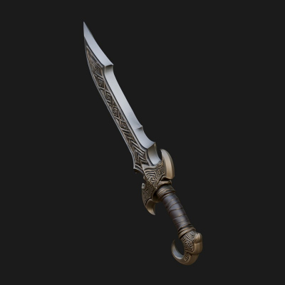 Curved Elven Sabre Model Design 13 3D Print Model
