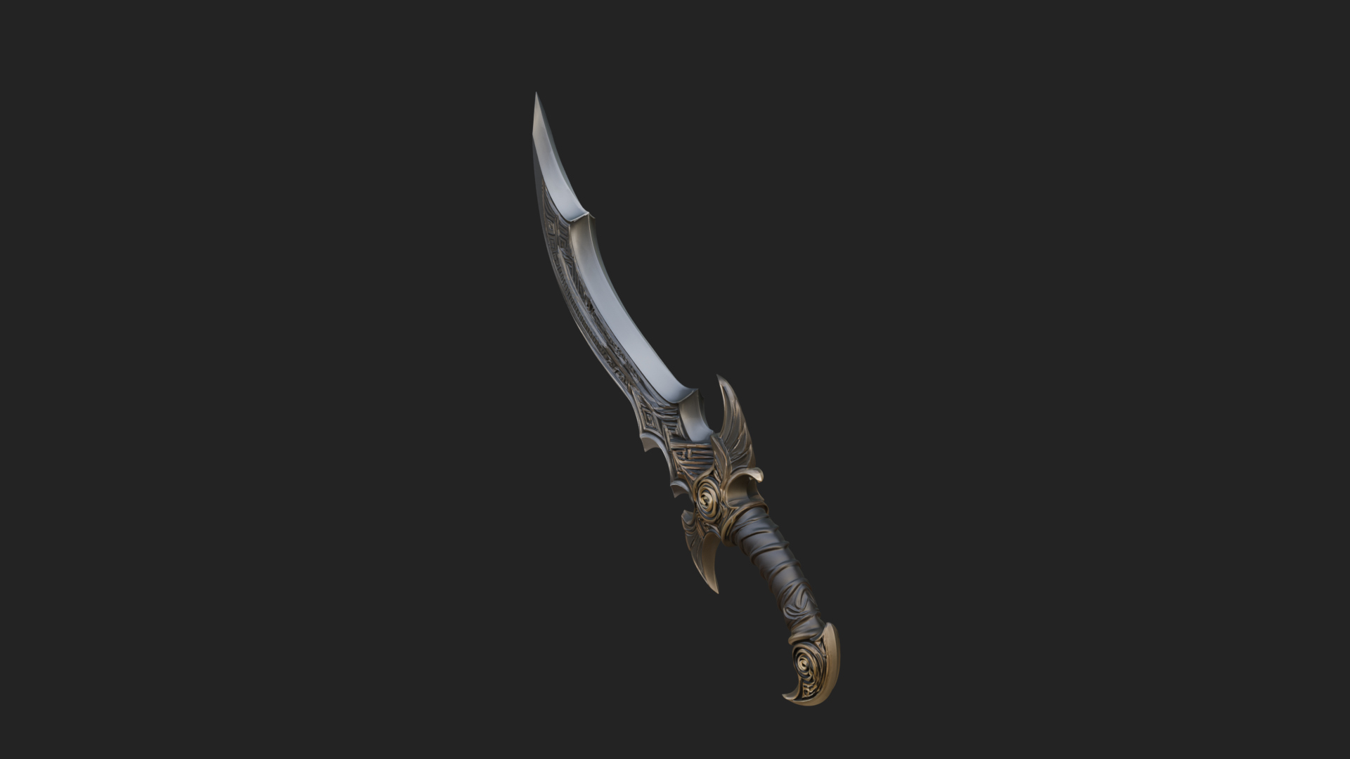 Curved Elven Sabre Model Design 15 3D Print Model 3D Model