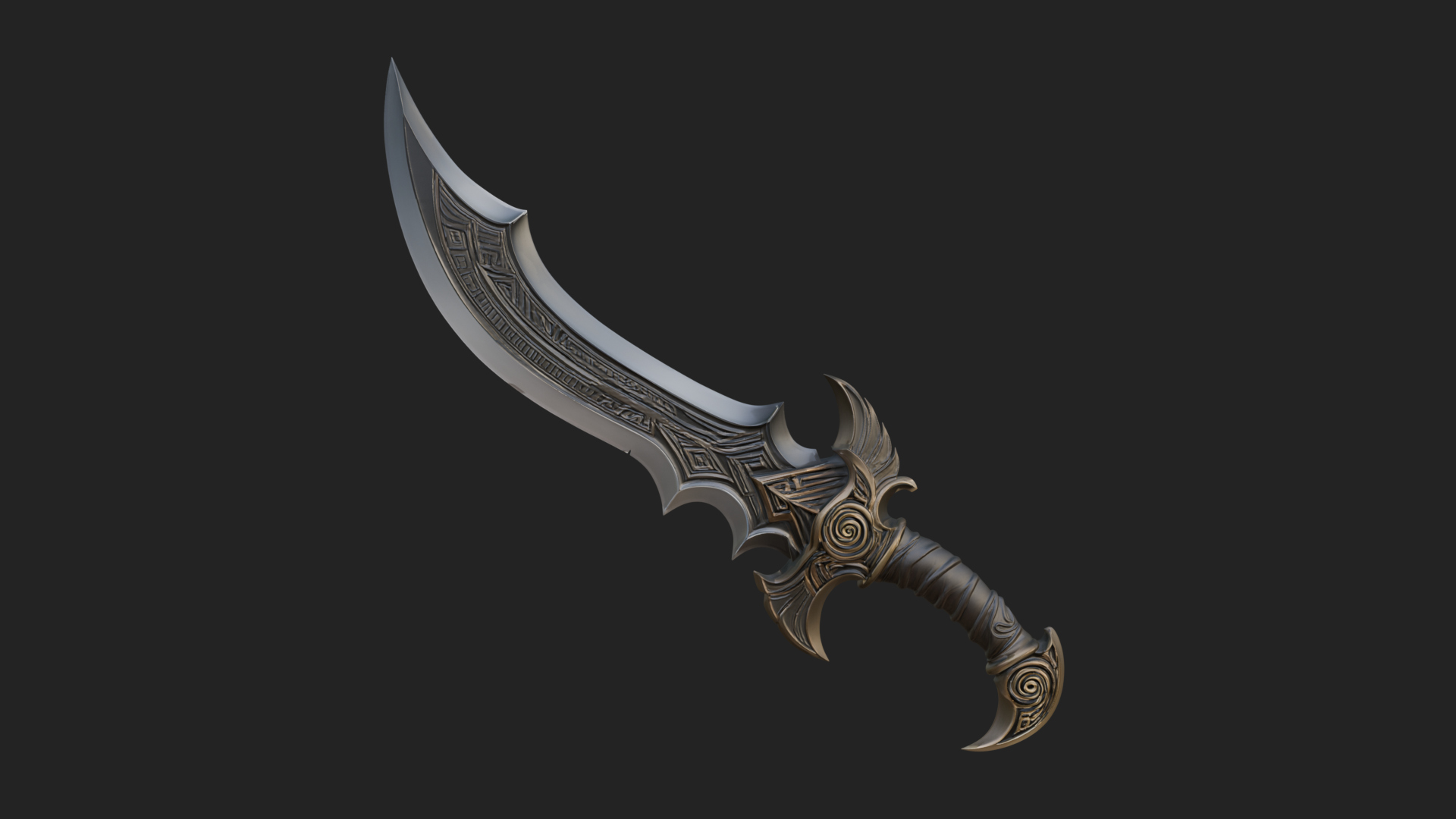 Curved Elven Sabre Model Design 15 3D Print Model 3D Model