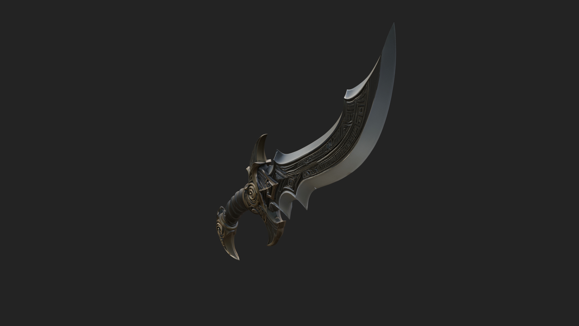 Curved Elven Sabre Model Design 15 3D Print Model 3D Model