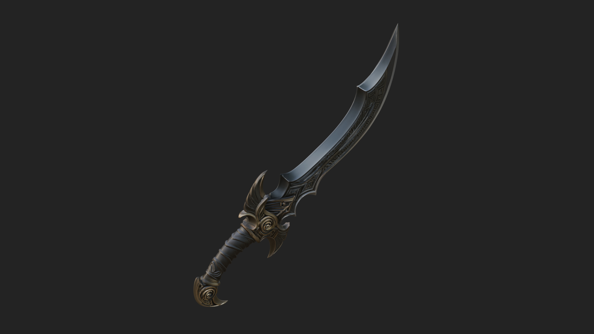 Curved Elven Sabre Model Design 15 3D Print Model 3D Model
