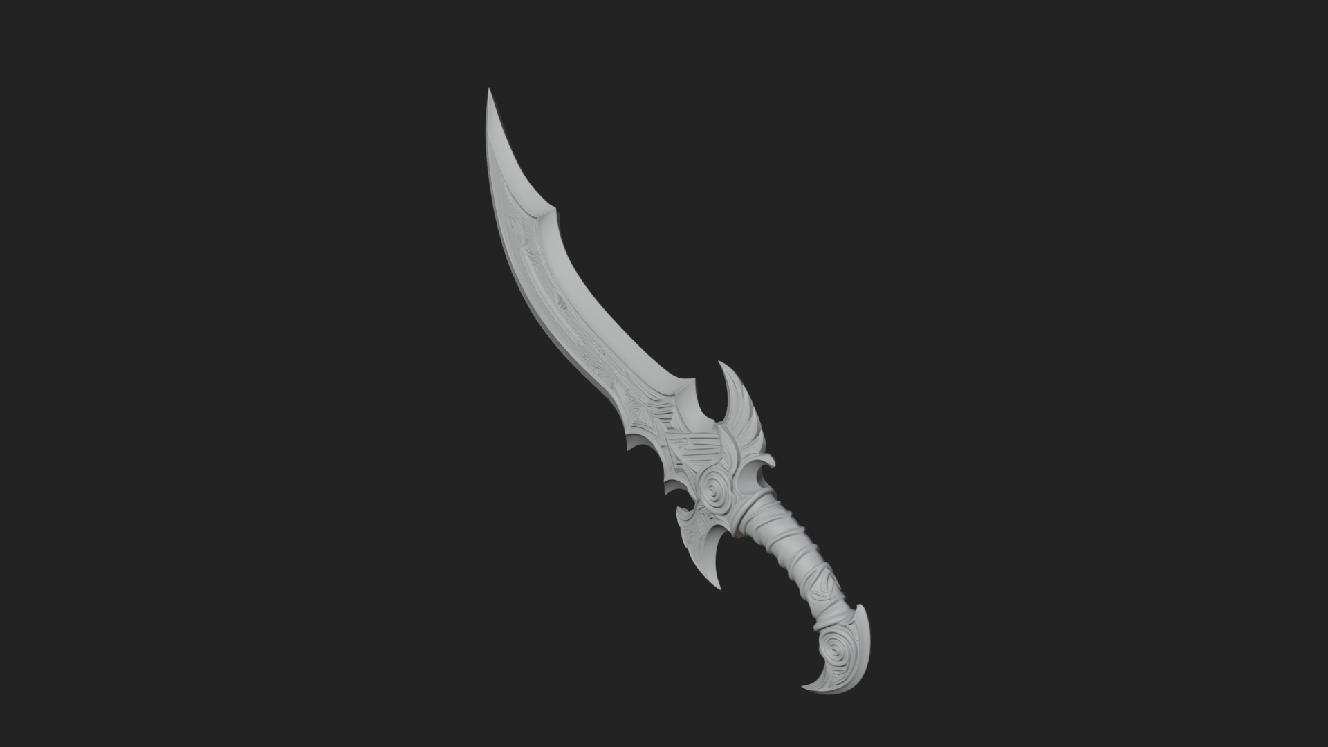 Curved Elven Sabre Model Design 15 3D Print Model 3D Model