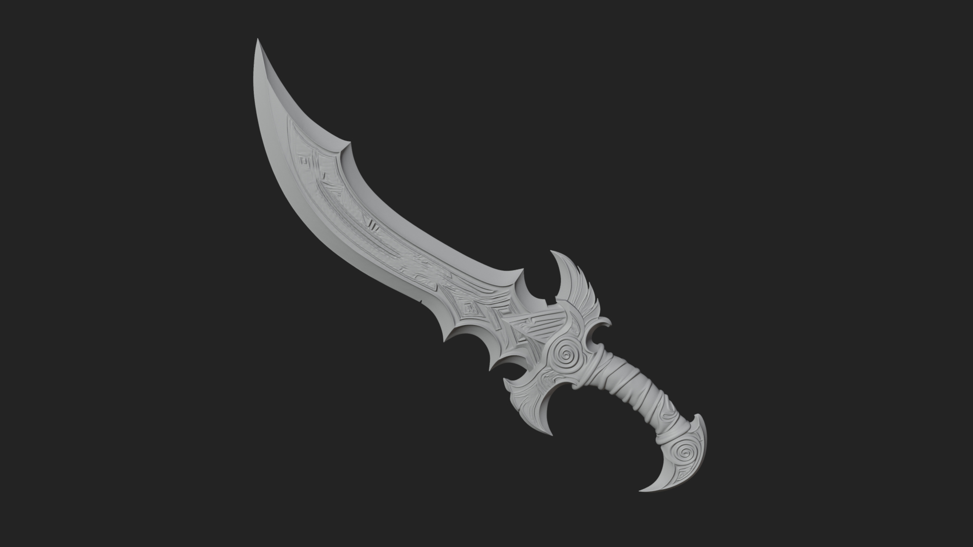 Curved Elven Sabre Model Design 15 3D Print Model 3D Model
