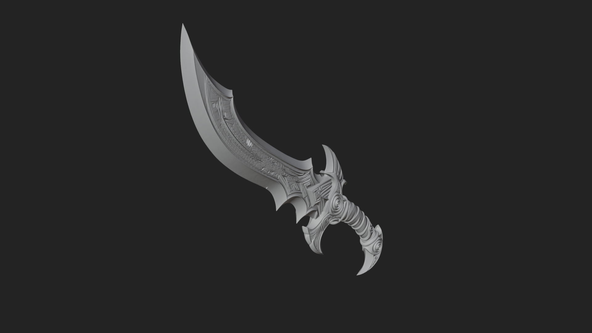 Curved Elven Sabre Model Design 15 3D Print Model 3D Model