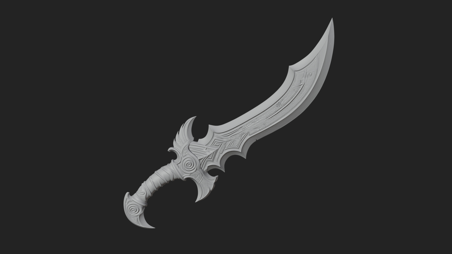 Curved Elven Sabre Model Design 15 3D Print Model 3D Model