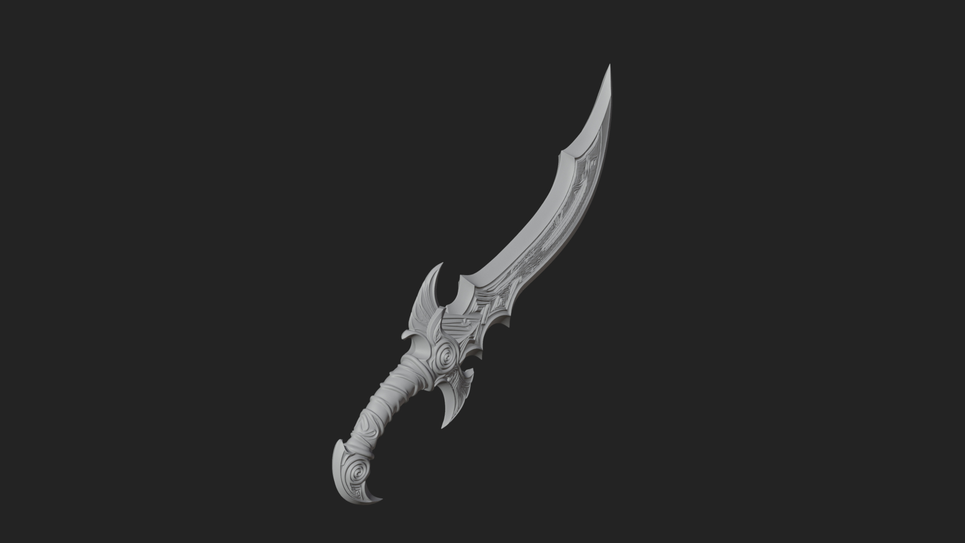Curved Elven Sabre Model Design 15 3D Print Model 3D Model