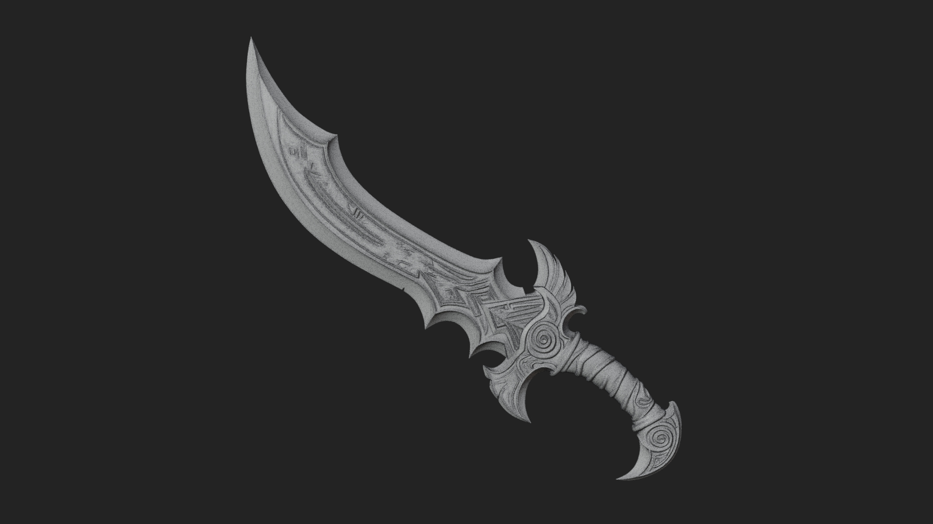 Curved Elven Sabre Model Design 15 3D Print Model 3D Model