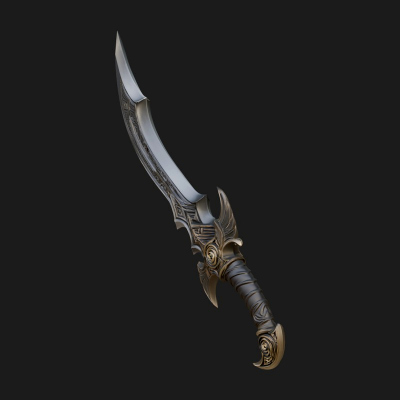Curved Elven Sabre Model Design 15 3D Print Model
