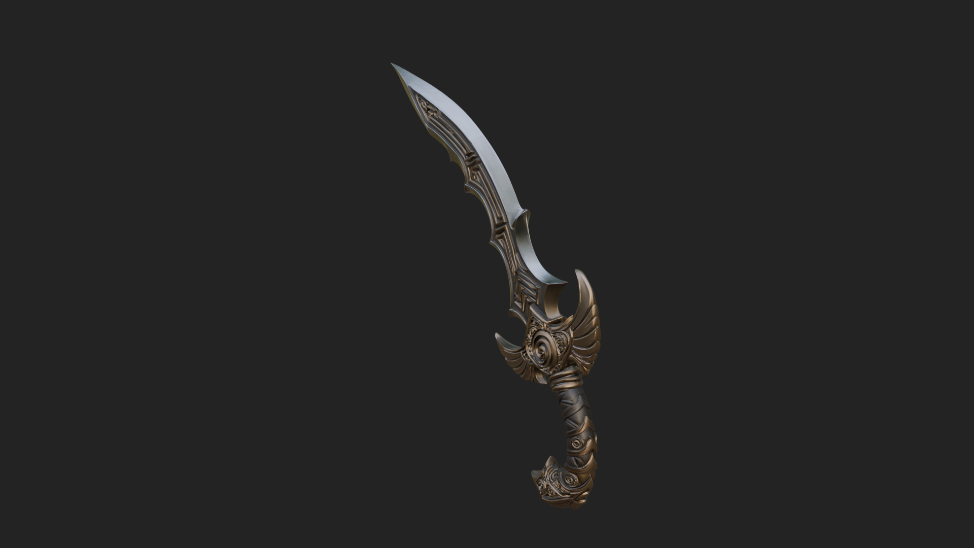 Curved Elven Sabre Model Design 16 3D Print Model 3D Model