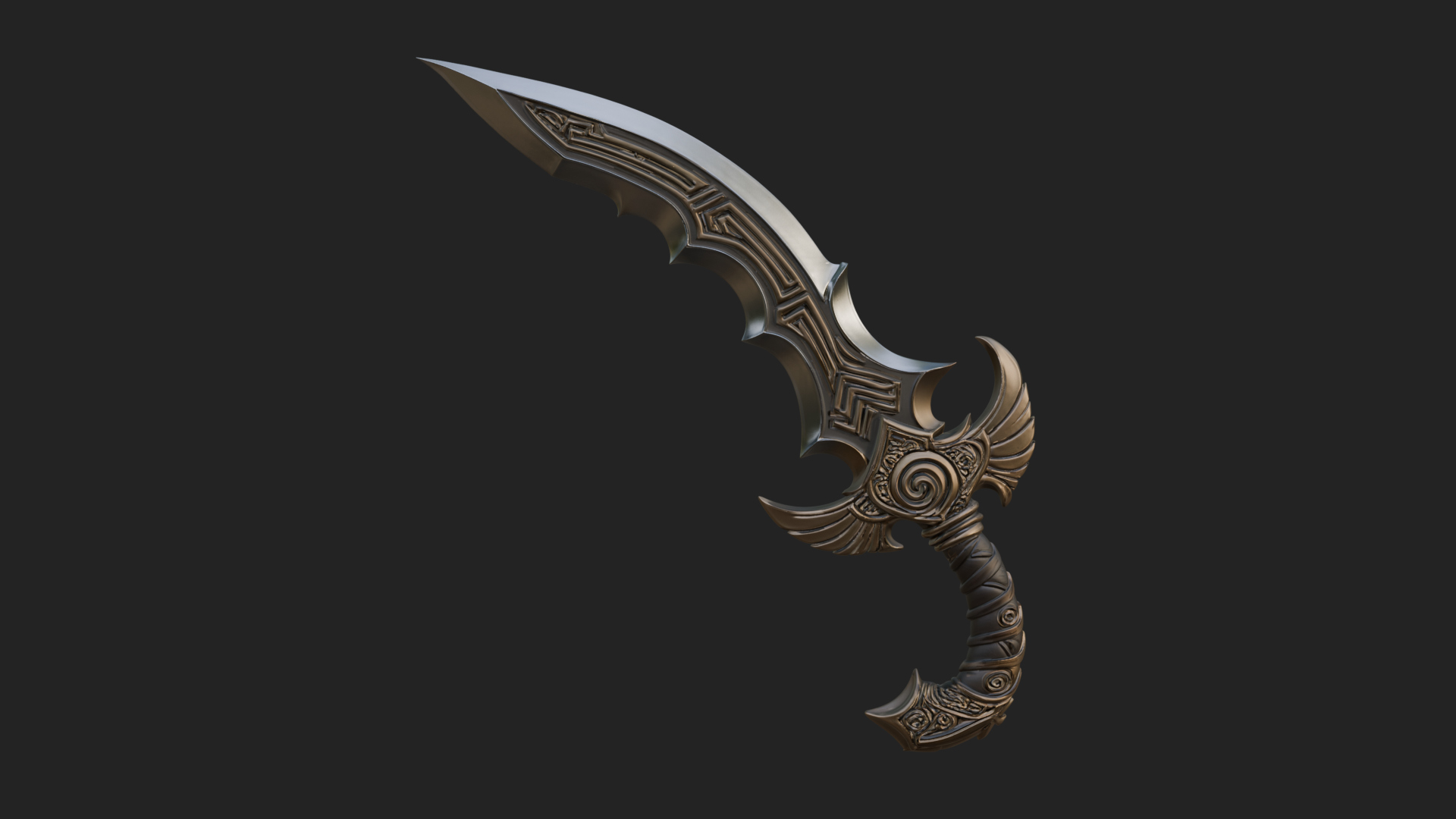 Curved Elven Sabre Model Design 16 3D Print Model 3D Model