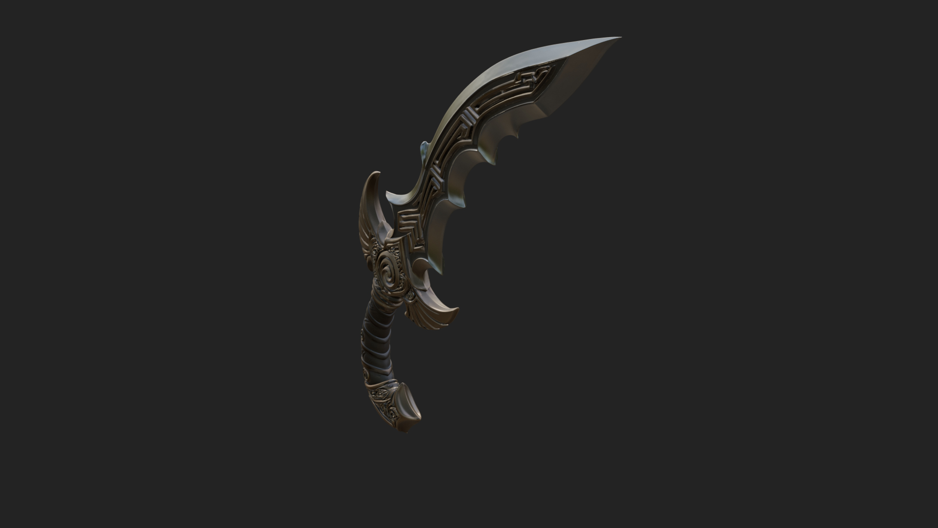 Curved Elven Sabre Model Design 16 3D Print Model 3D Model