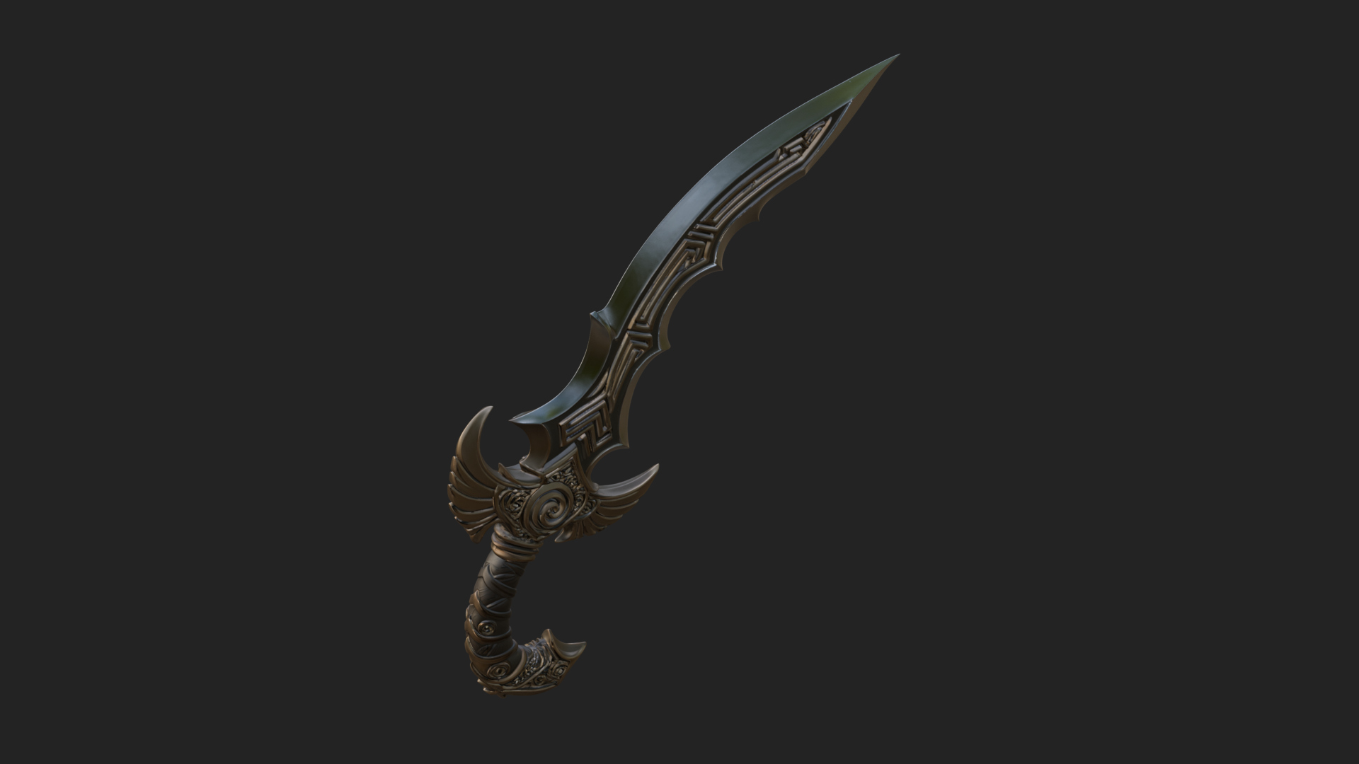Curved Elven Sabre Model Design 16 3D Print Model 3D Model