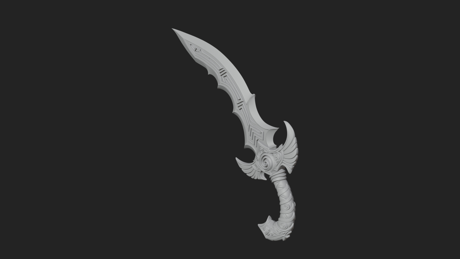 Curved Elven Sabre Model Design 16 3D Print Model 3D Model