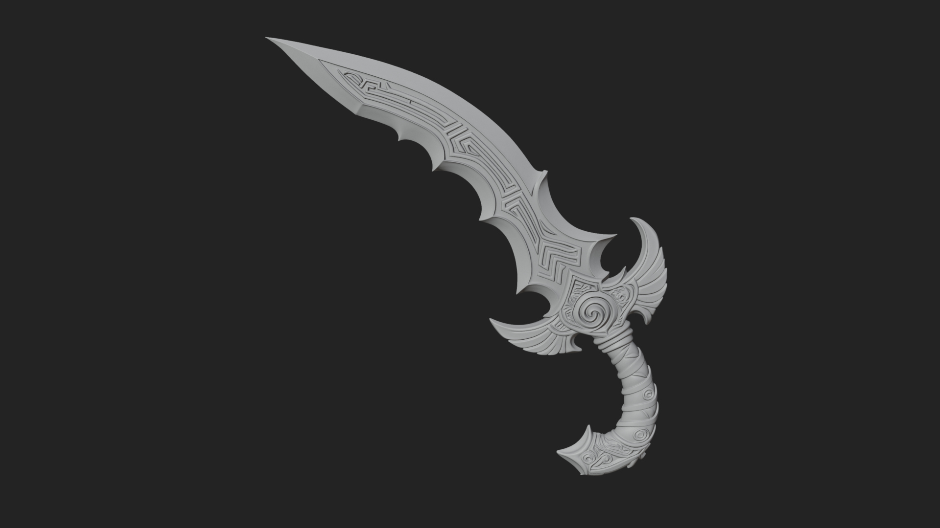 Curved Elven Sabre Model Design 16 3D Print Model 3D Model