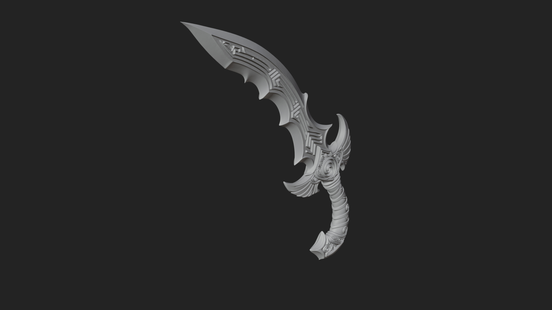 Curved Elven Sabre Model Design 16 3D Print Model 3D Model