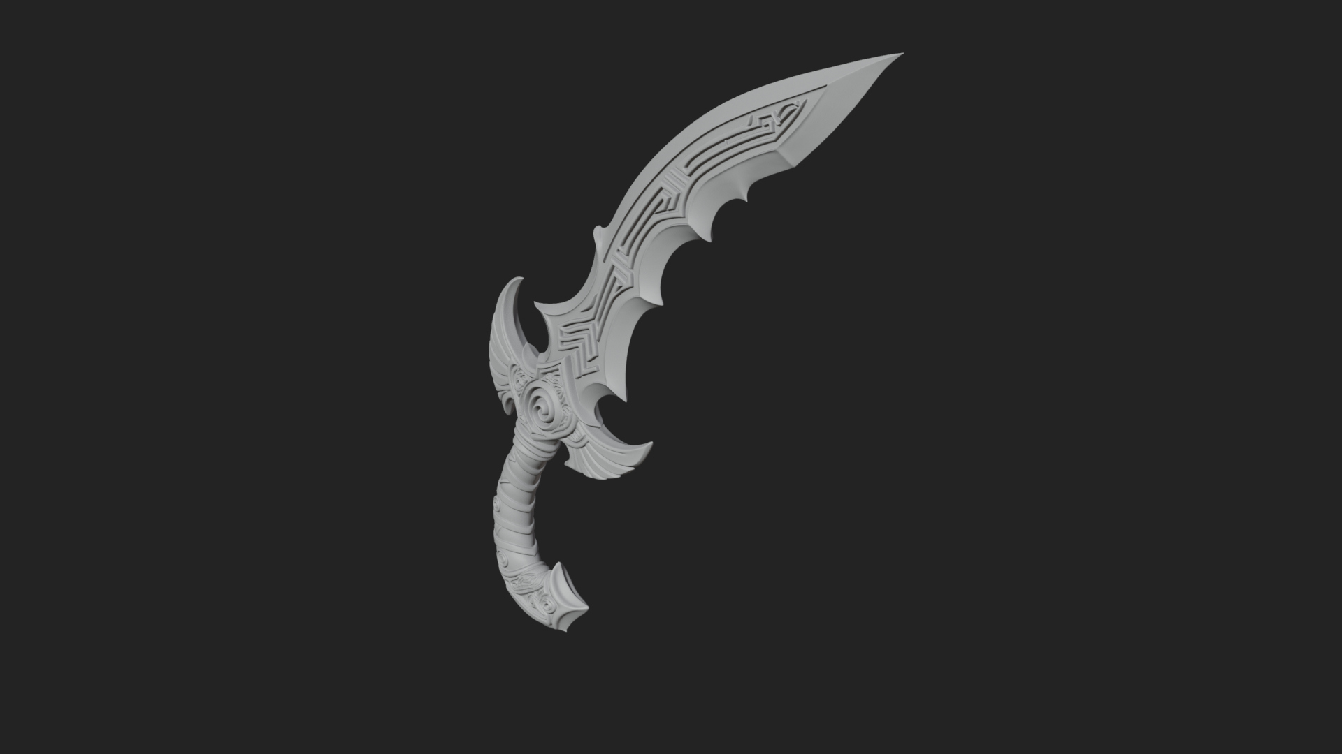 Curved Elven Sabre Model Design 16 3D Print Model 3D Model
