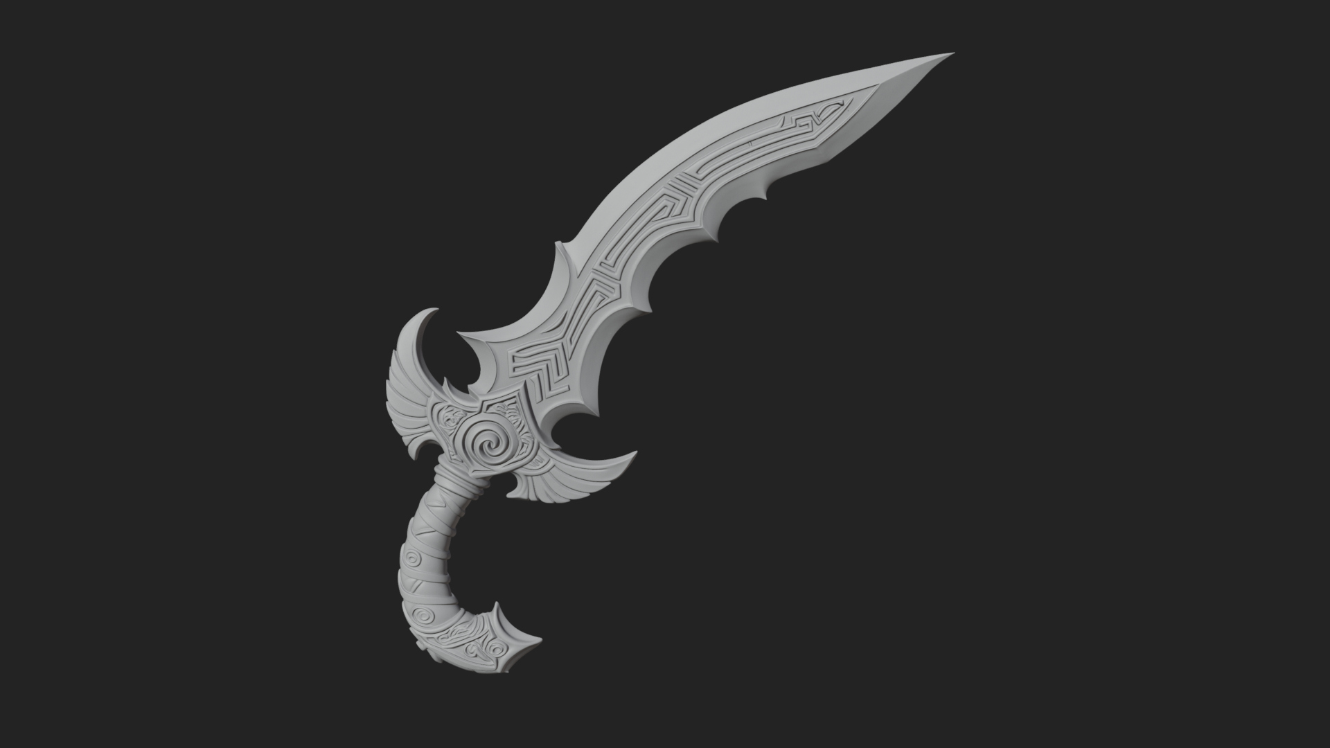 Curved Elven Sabre Model Design 16 3D Print Model 3D Model