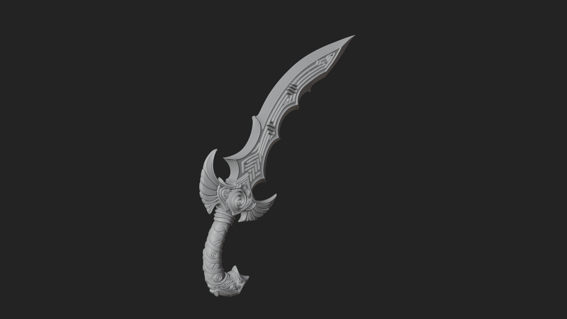 Curved Elven Sabre Model Design 16 3D Print Model 3D Model