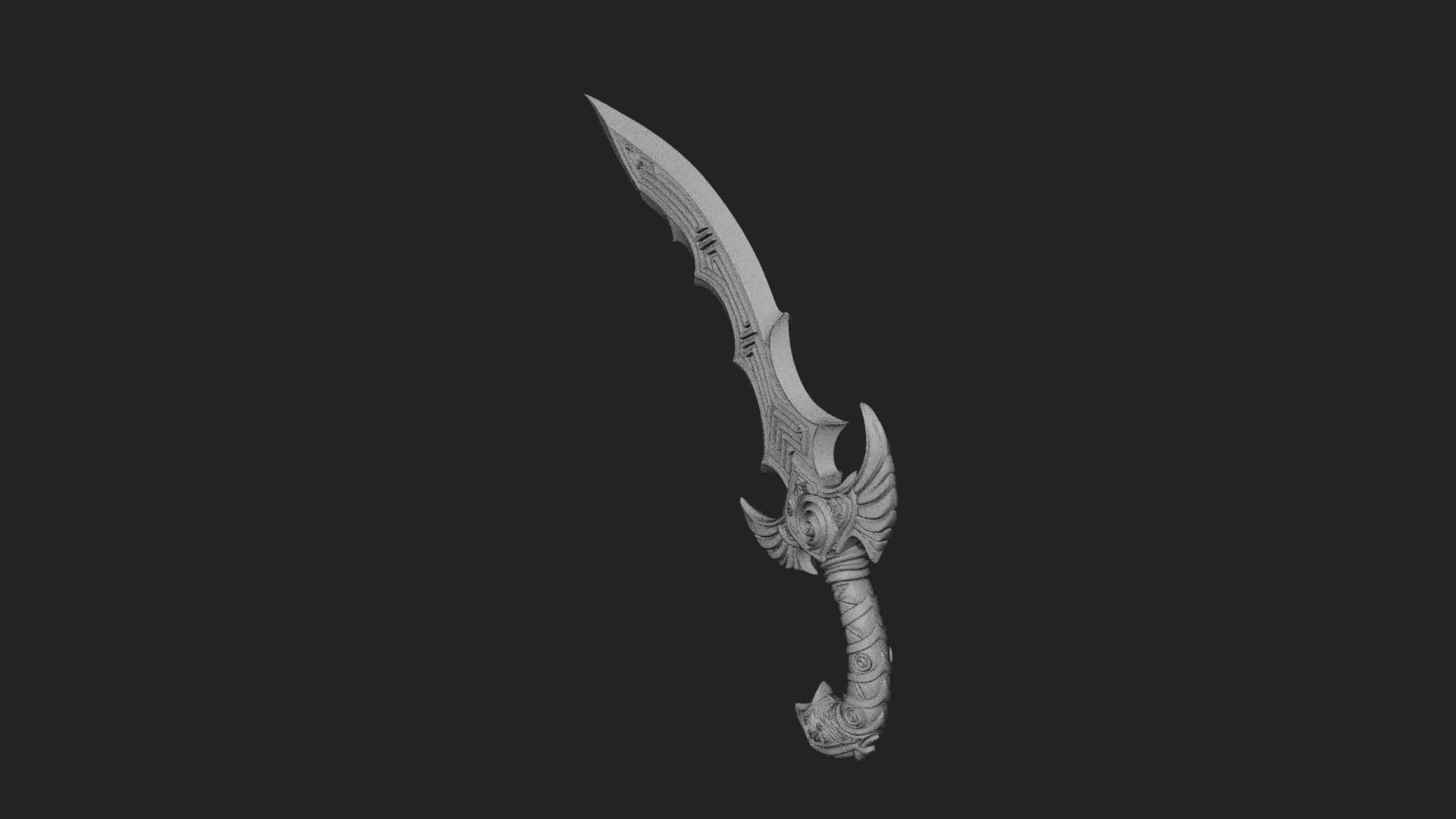 Curved Elven Sabre Model Design 16 3D Print Model 3D Model