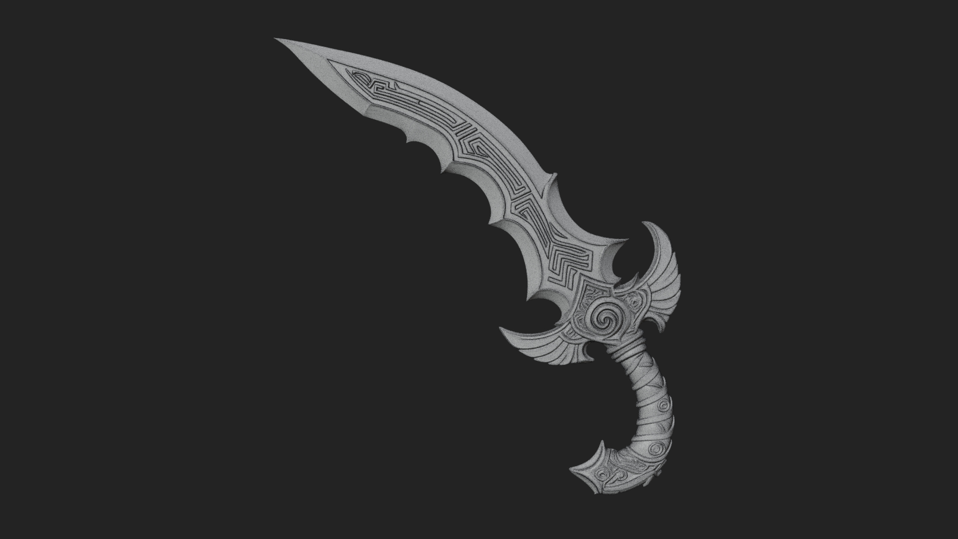 Curved Elven Sabre Model Design 16 3D Print Model 3D Model