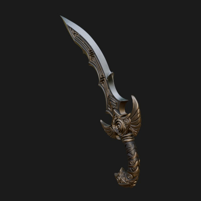Curved Elven Sabre Model Design 16 3D Print Model
