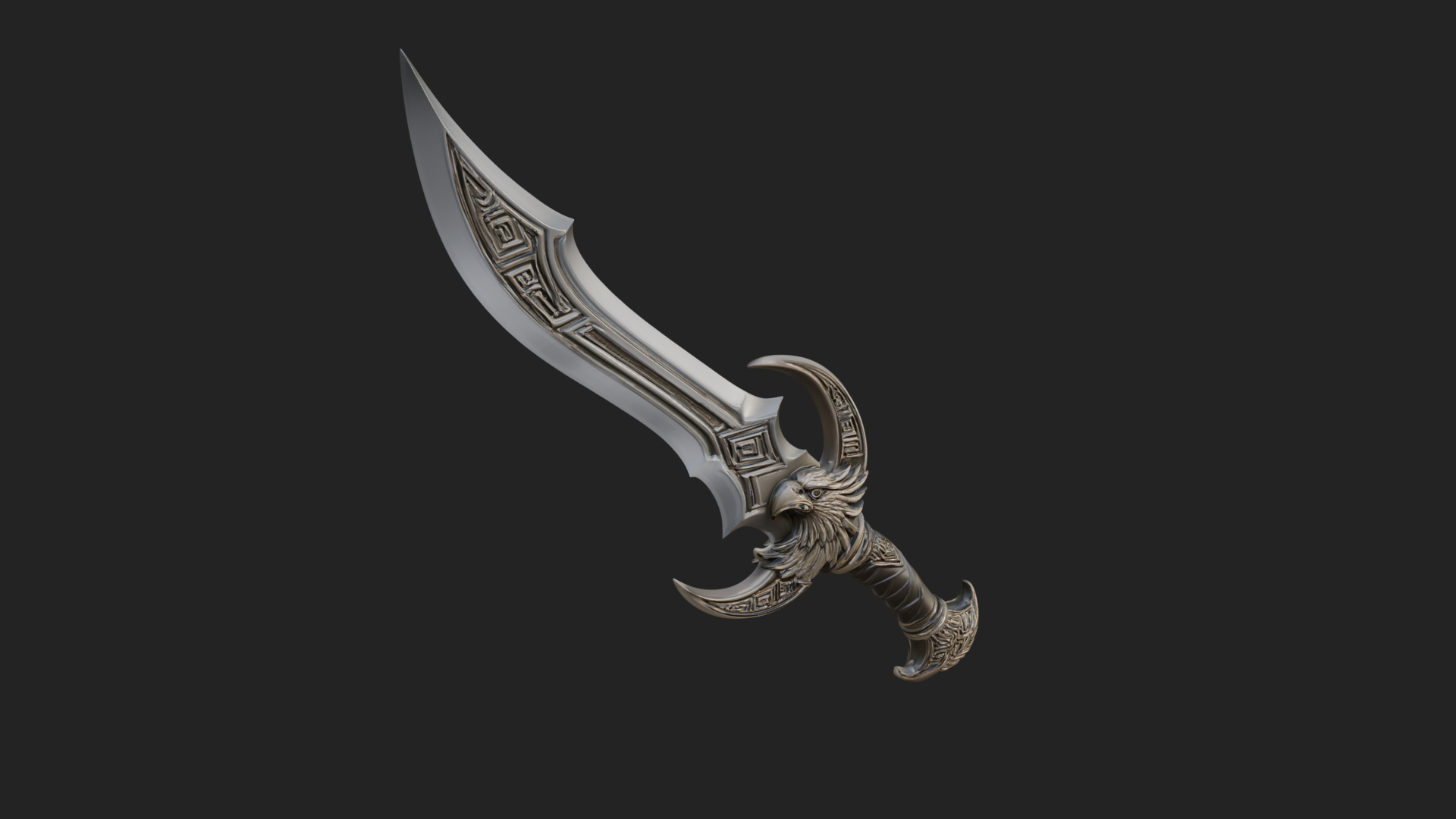 Curved Elven Sabre Model Design 18 3D Print Model 3D Model