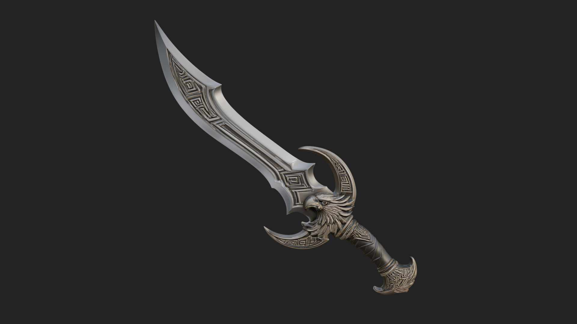 Curved Elven Sabre Model Design 18 3D Print Model 3D Model