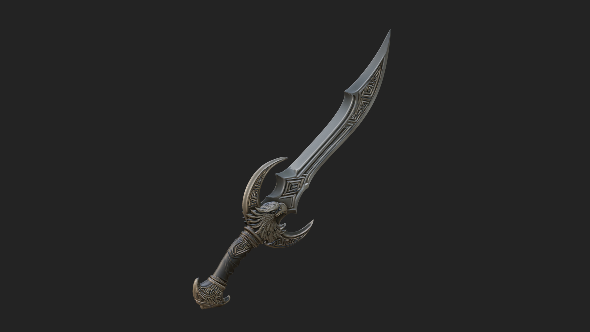 Curved Elven Sabre Model Design 18 3D Print Model 3D Model