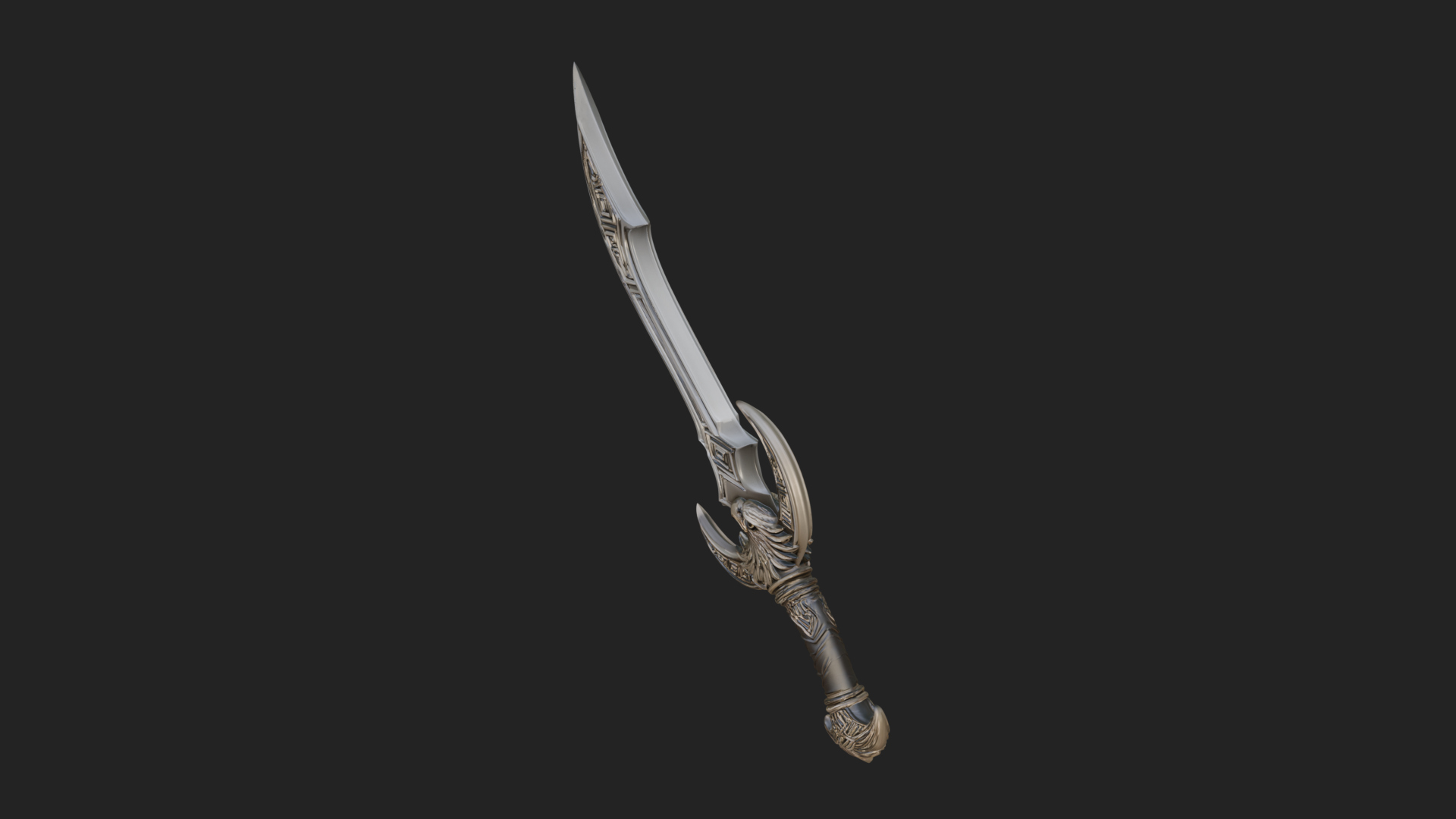 Curved Elven Sabre Model Design 18 3D Print Model 3D Model