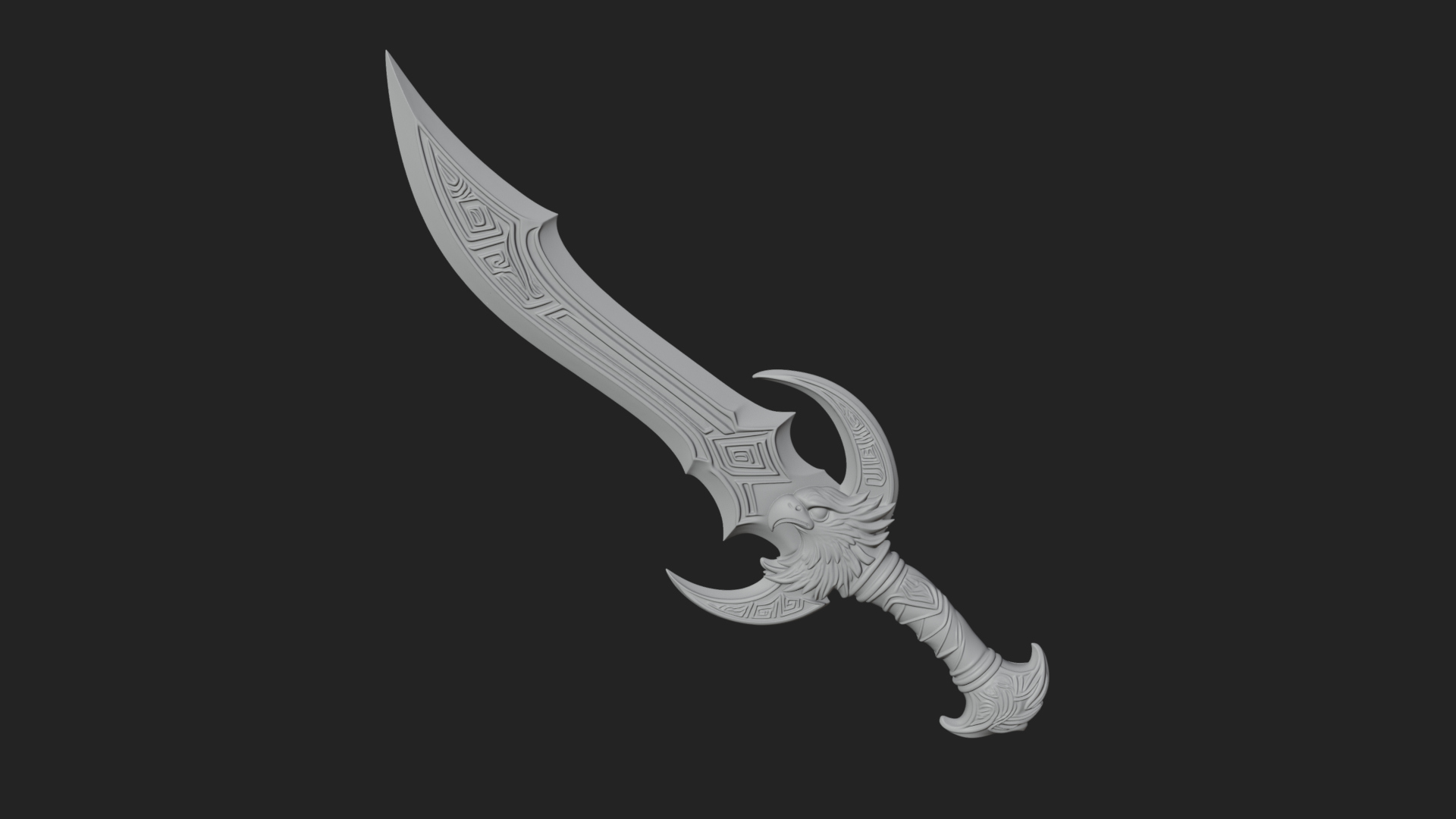 Curved Elven Sabre Model Design 18 3D Print Model 3D Model