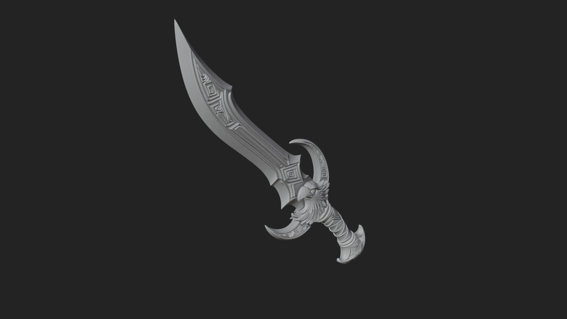 Curved Elven Sabre Model Design 18 3D Print Model 3D Model
