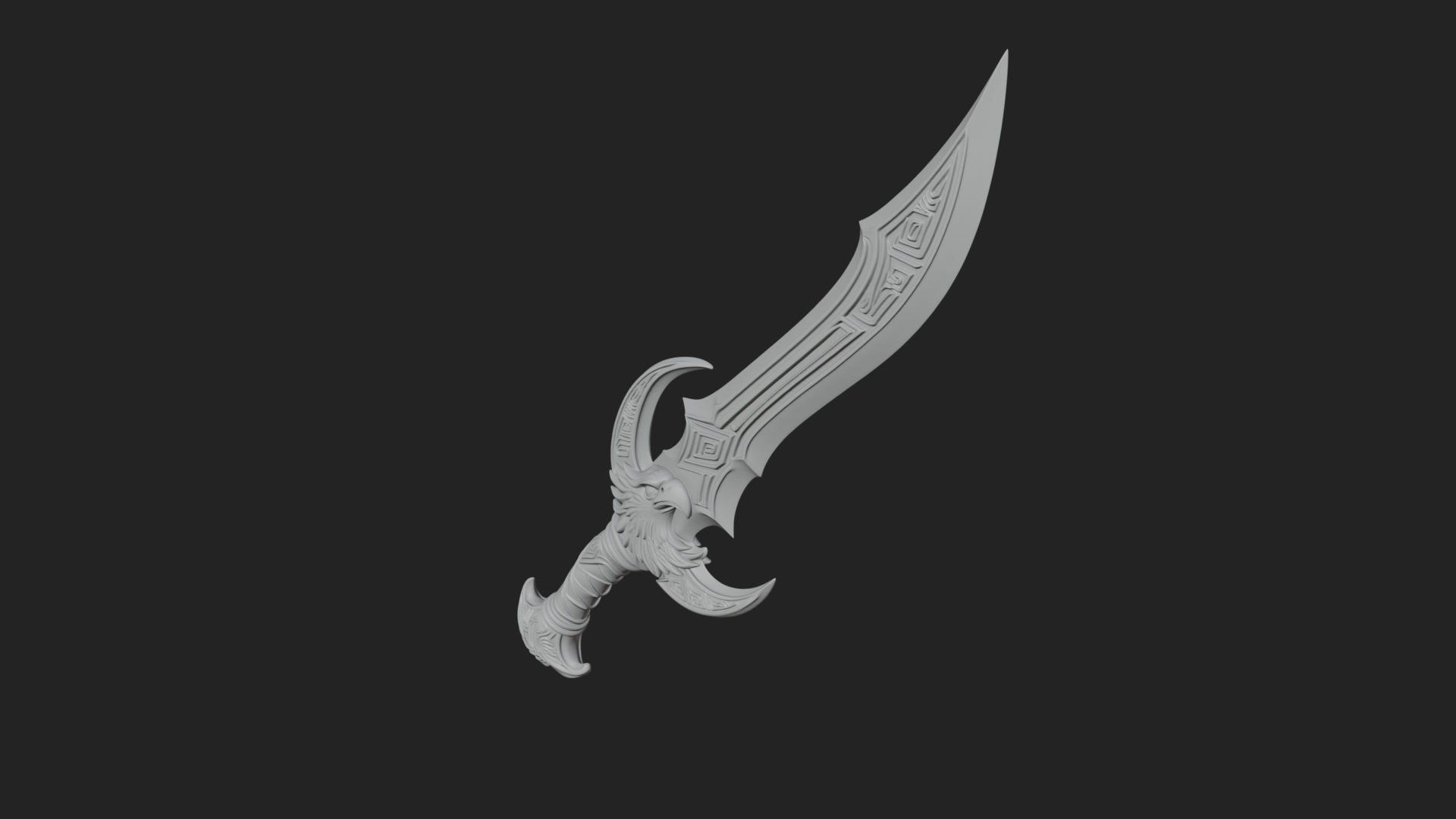 Curved Elven Sabre Model Design 18 3D Print Model 3D Model
