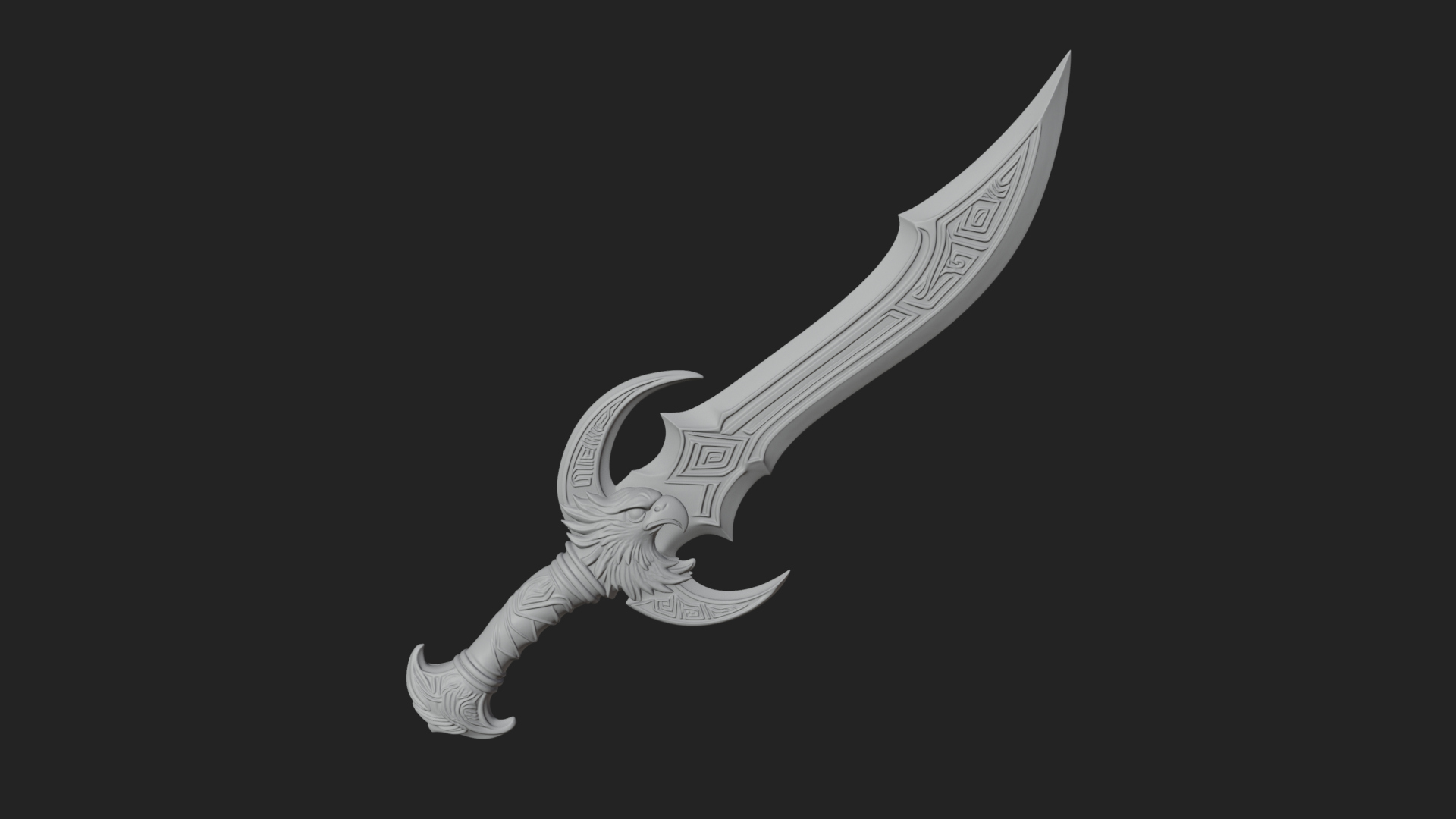 Curved Elven Sabre Model Design 18 3D Print Model 3D Model