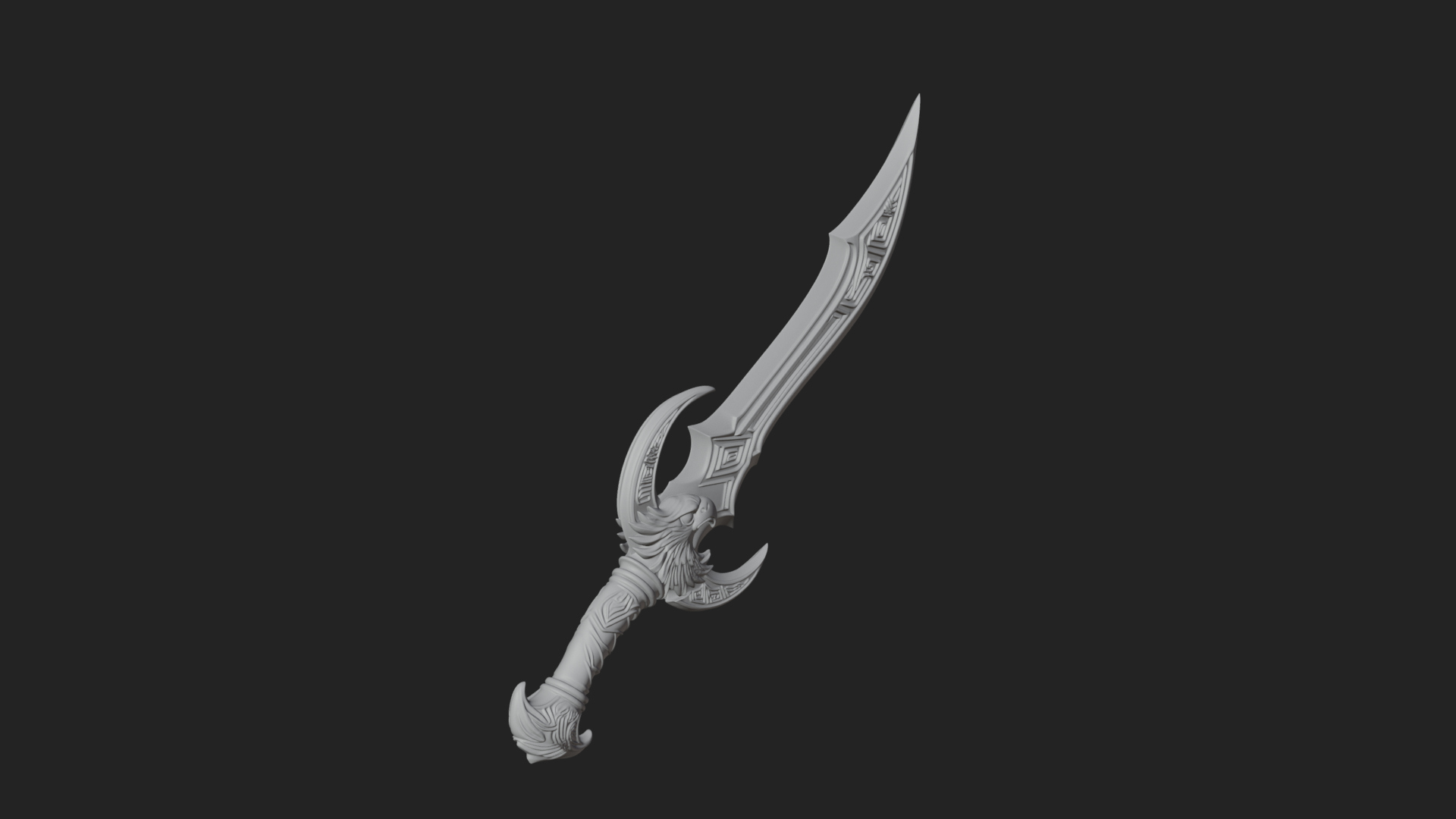Curved Elven Sabre Model Design 18 3D Print Model 3D Model
