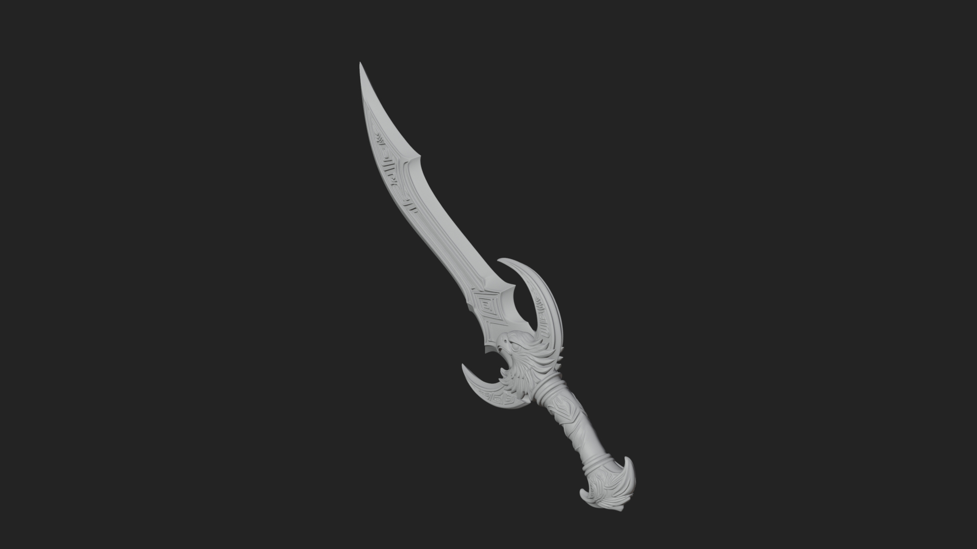 Curved Elven Sabre Model Design 18 3D Print Model 3D Model