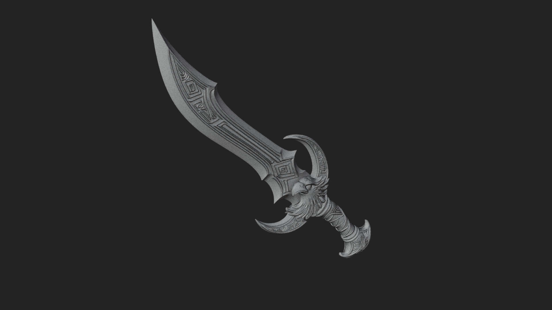 Curved Elven Sabre Model Design 18 3D Print Model 3D Model