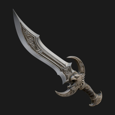 Curved Elven Sabre Model Design 18 3D Print Model