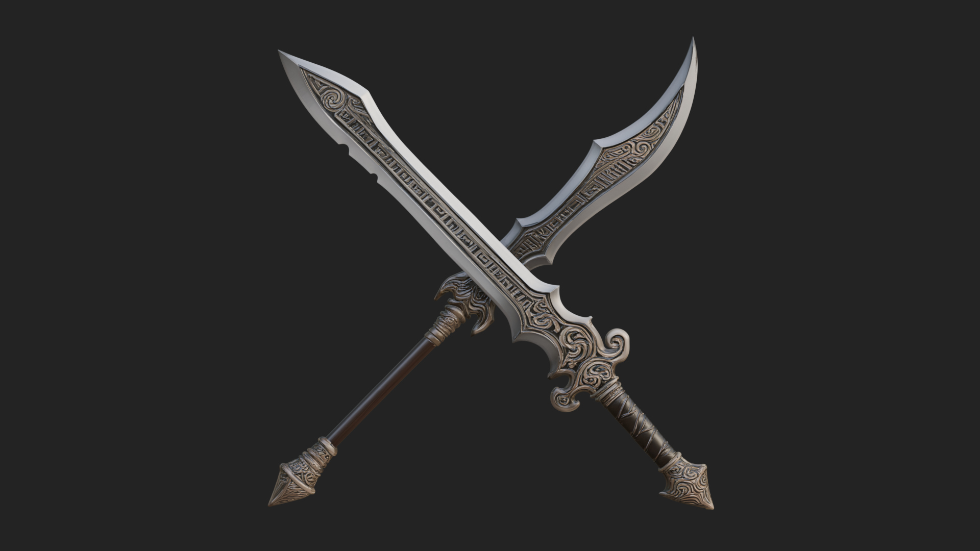 Curved Elven Sabre Model Design 2 3D Print Model 3D Model