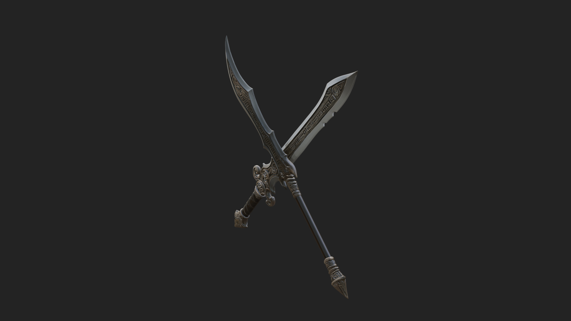 Curved Elven Sabre Model Design 2 3D Print Model 3D Model