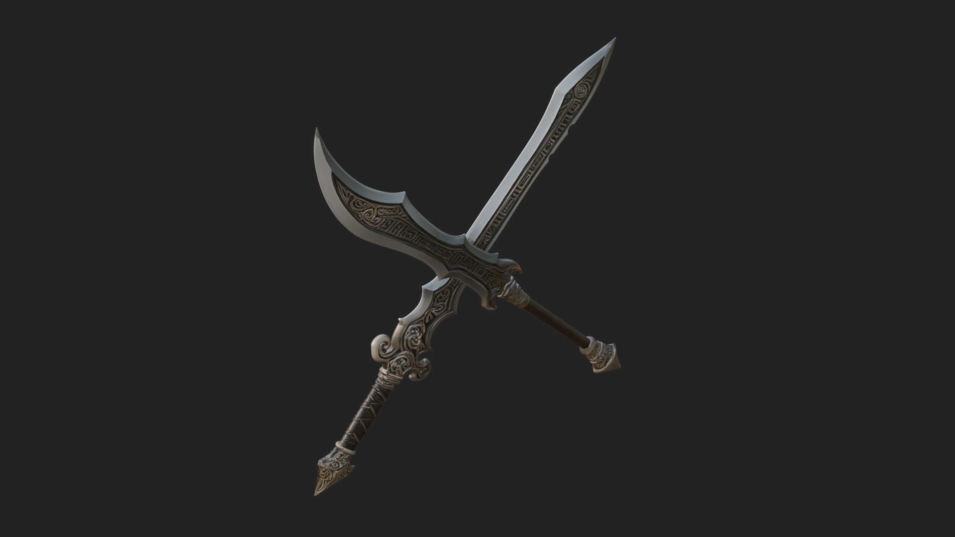 Curved Elven Sabre Model Design 2 3D Print Model 3D Model