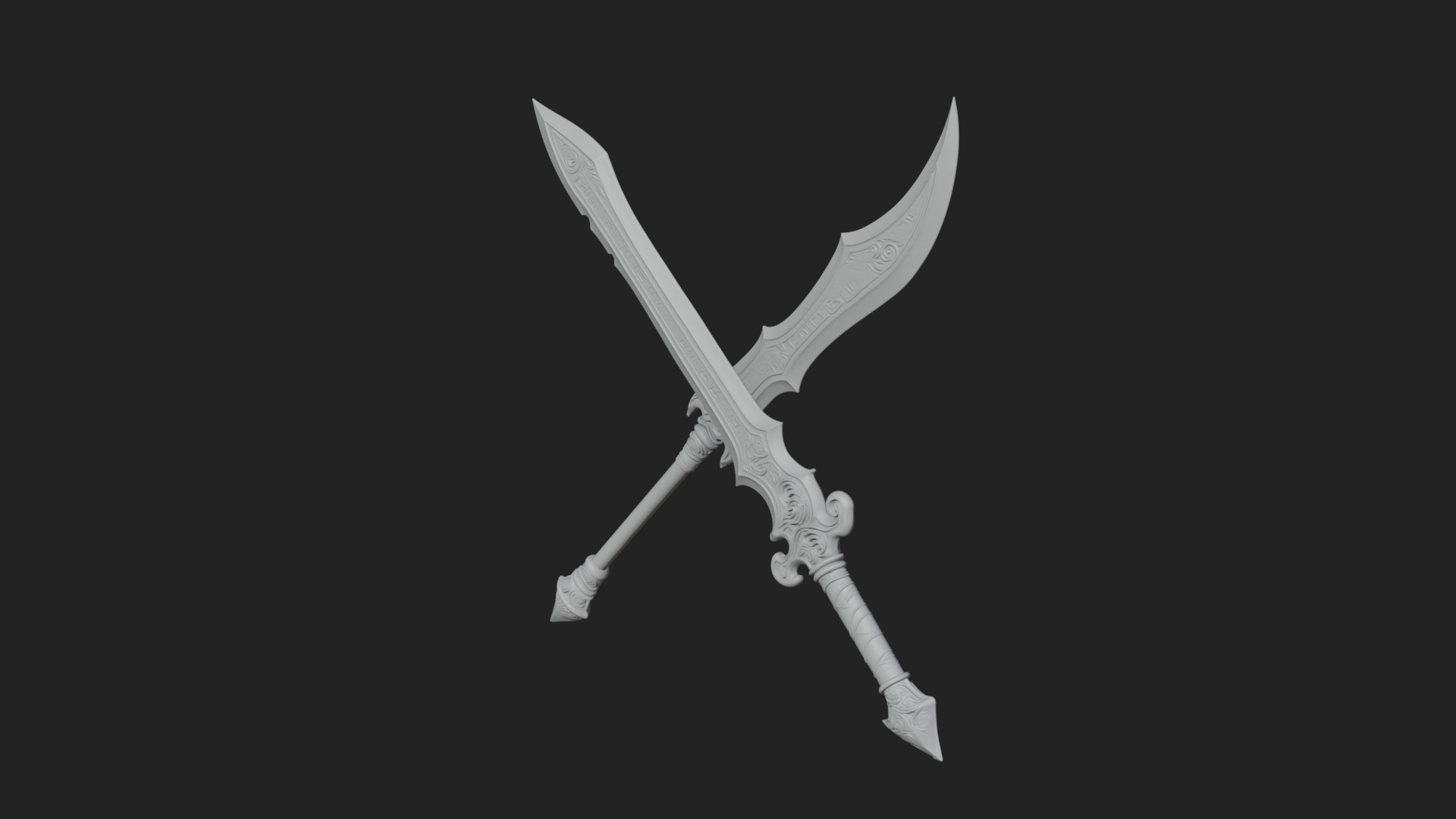 Curved Elven Sabre Model Design 2 3D Print Model 3D Model