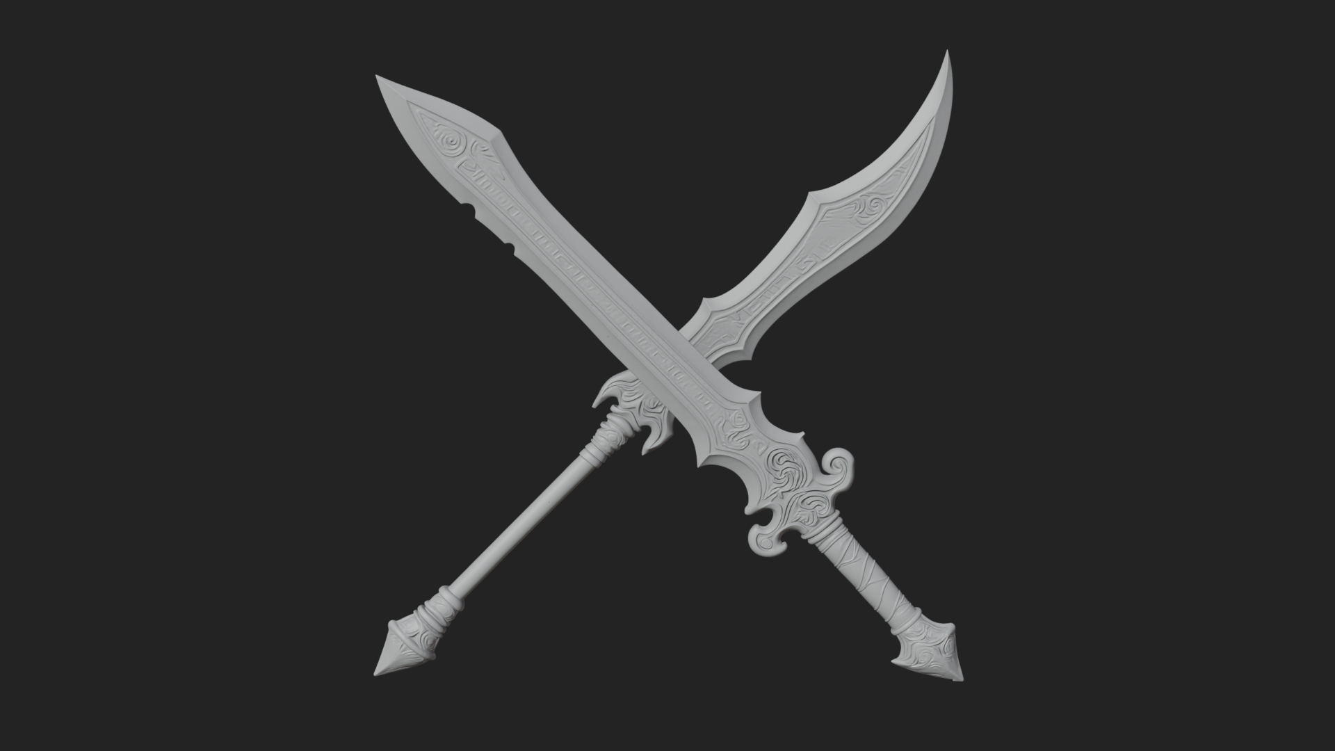 Curved Elven Sabre Model Design 2 3D Print Model 3D Model