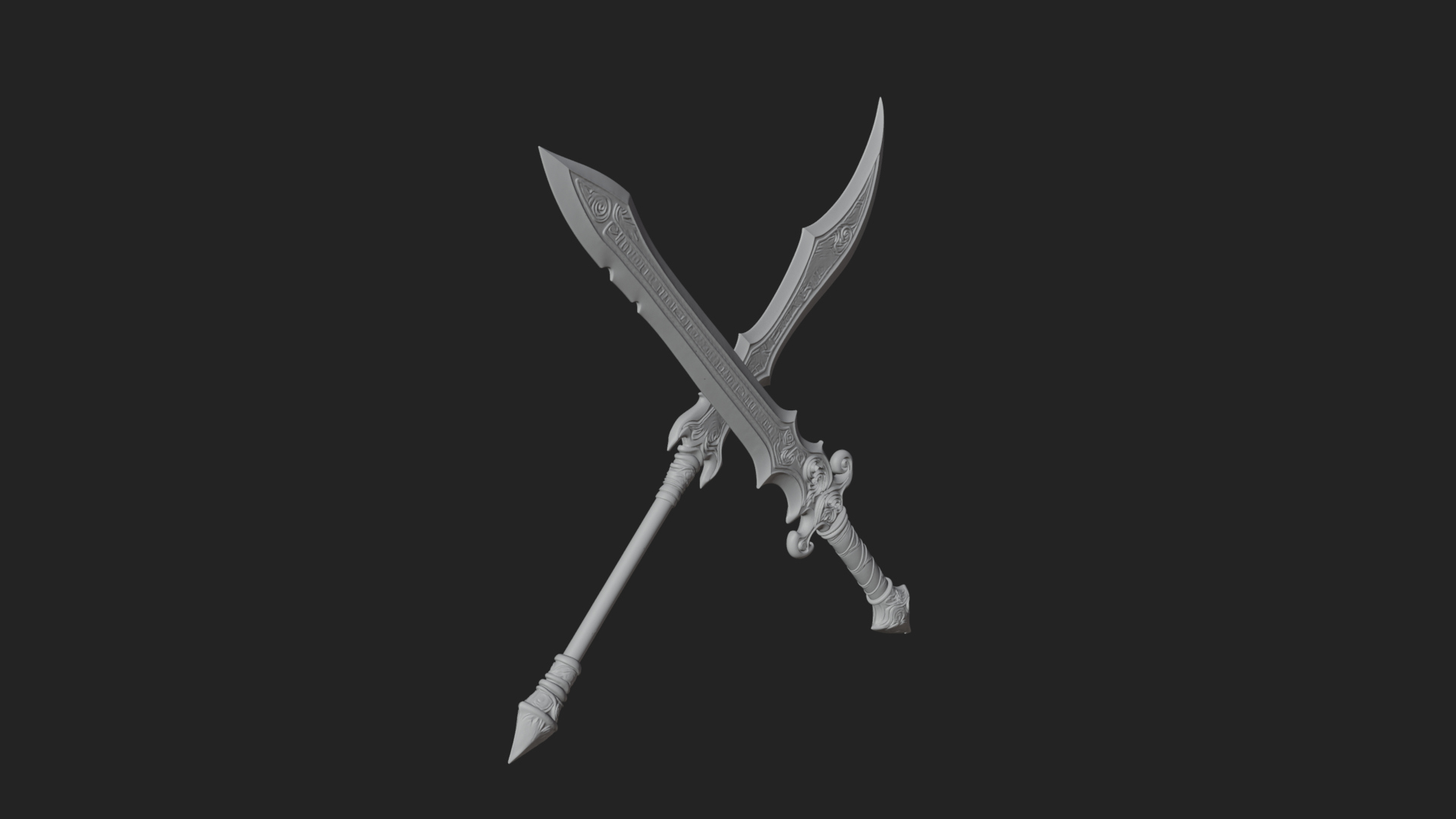 Curved Elven Sabre Model Design 2 3D Print Model 3D Model