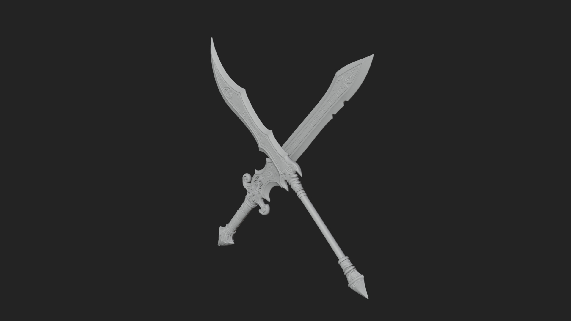 Curved Elven Sabre Model Design 2 3D Print Model 3D Model