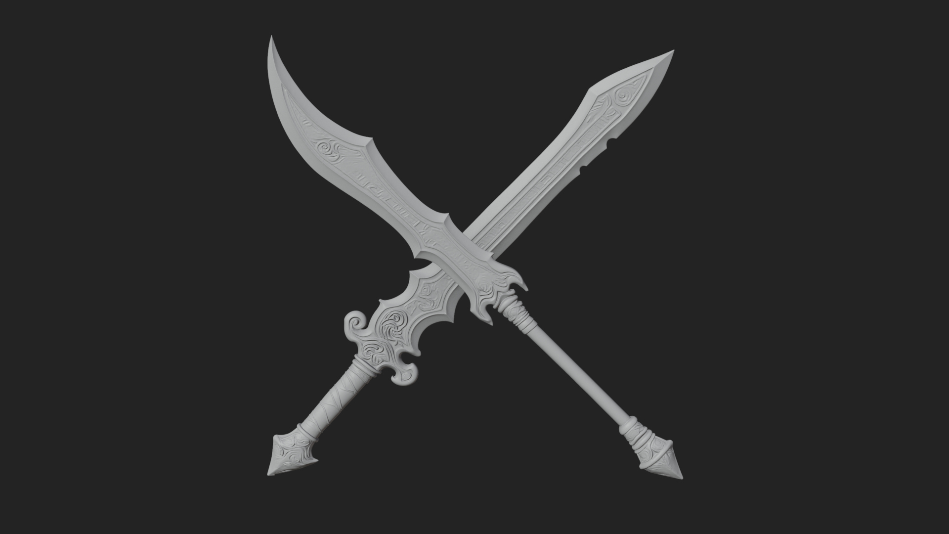 Curved Elven Sabre Model Design 2 3D Print Model 3D Model