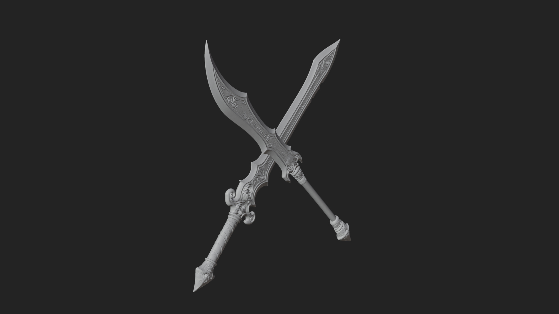 Curved Elven Sabre Model Design 2 3D Print Model 3D Model