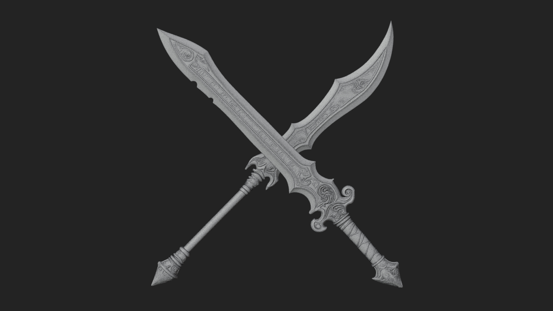 Curved Elven Sabre Model Design 2 3D Print Model 3D Model