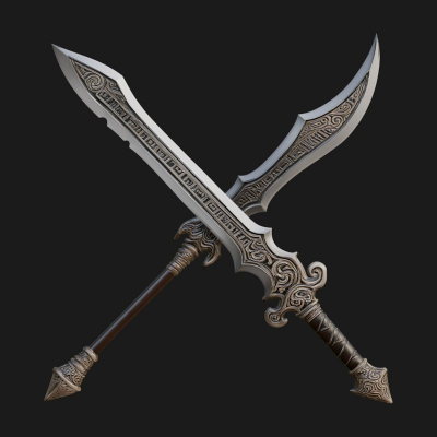 Curved Elven Sabre Model Design 2 3D Print Model