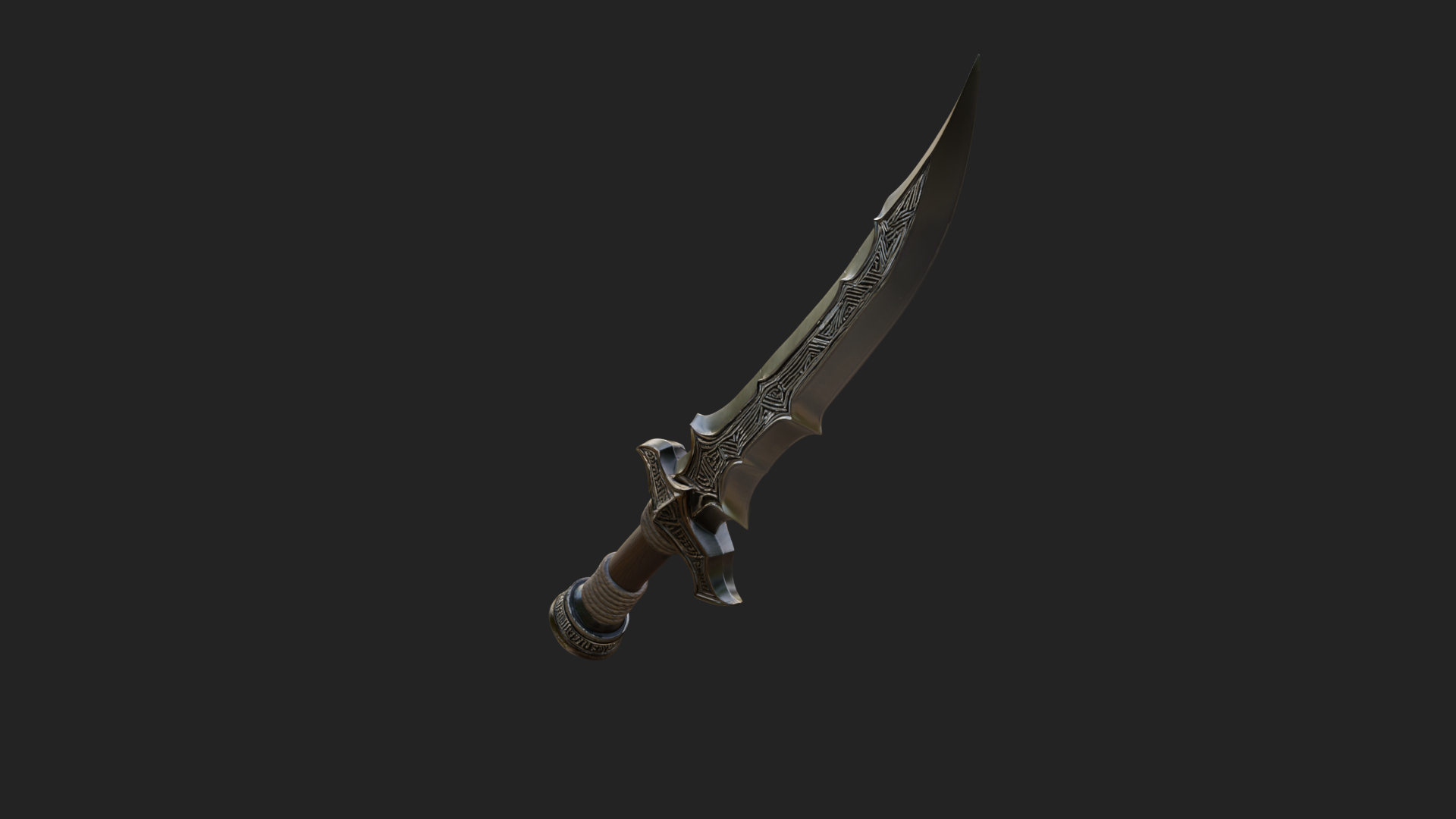 Curved Elven Sabre Model Design 3 3D Print Model 3D Model